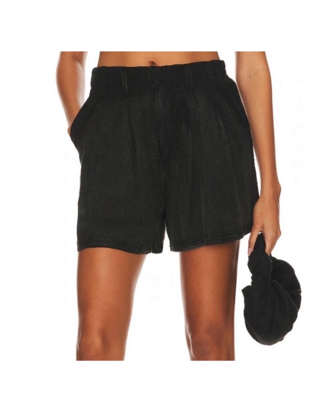 Free People Black Linen Shorts - Size 6 - Picture 3 of 8